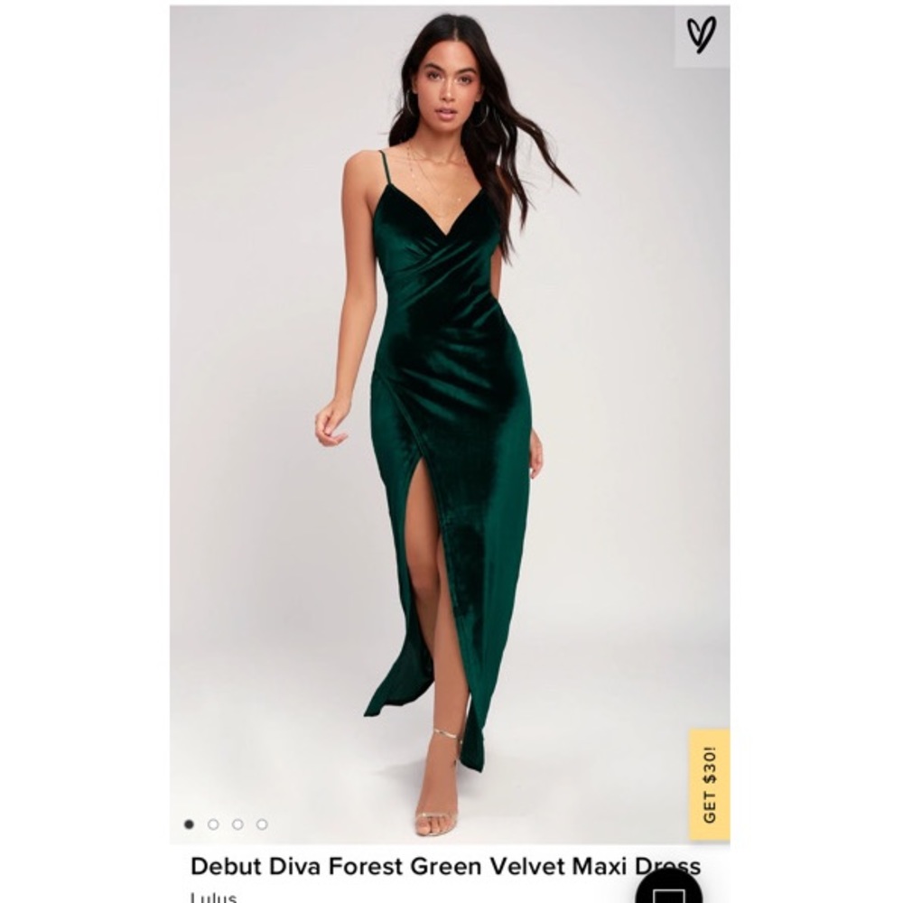 Green velvet maxi dress